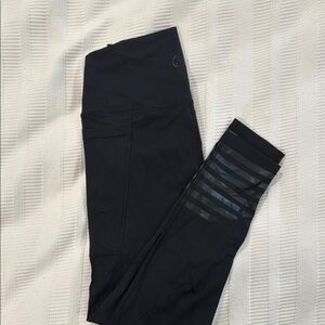 LIKE NEW Black Leggings with Striped Detail at ankle